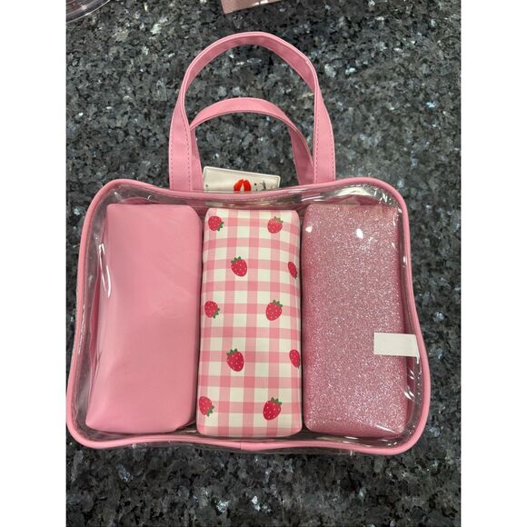 Blush Crush Pink Travel Cosmetic Bag Set – 3 Piece Makeup Bags New - Picture 6 of 7